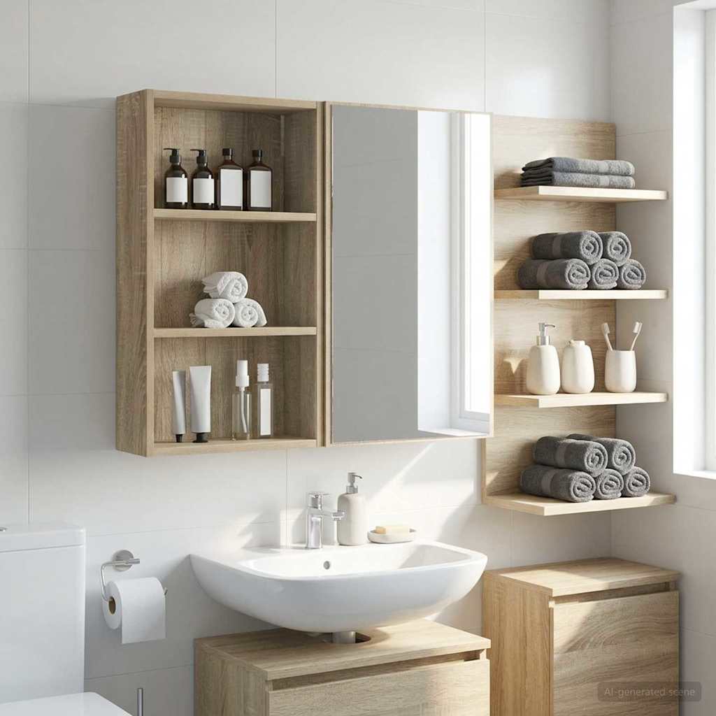 Badeværelsesvægskab Sonoma eg 40 x 14 x 70 cm Konstrueret træ
