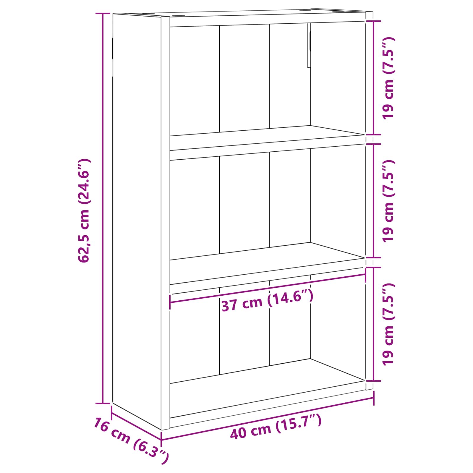 Badeværelsesvægskab Hvid 40 x 16 x 62,5 cm Konstrueret træ
