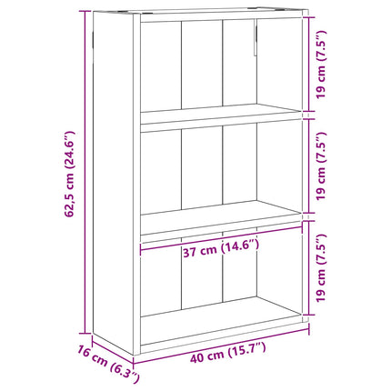 Badeværelsesvægskab Sort Eg 40 x 16 x 62,5 cm Konstrueret træ