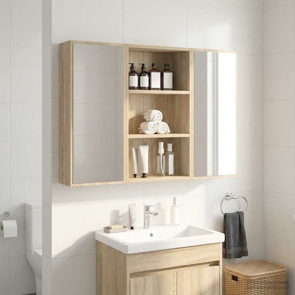 Badeværelsesvægskab Sonoma eg 40 x 16 x 62,5 cm Konstrueret træ billede