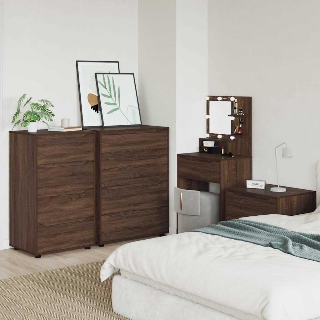 Opbevaringsskabe 2 pcs Brun eg 60 x 48 x 105 cm Konstrueret træ