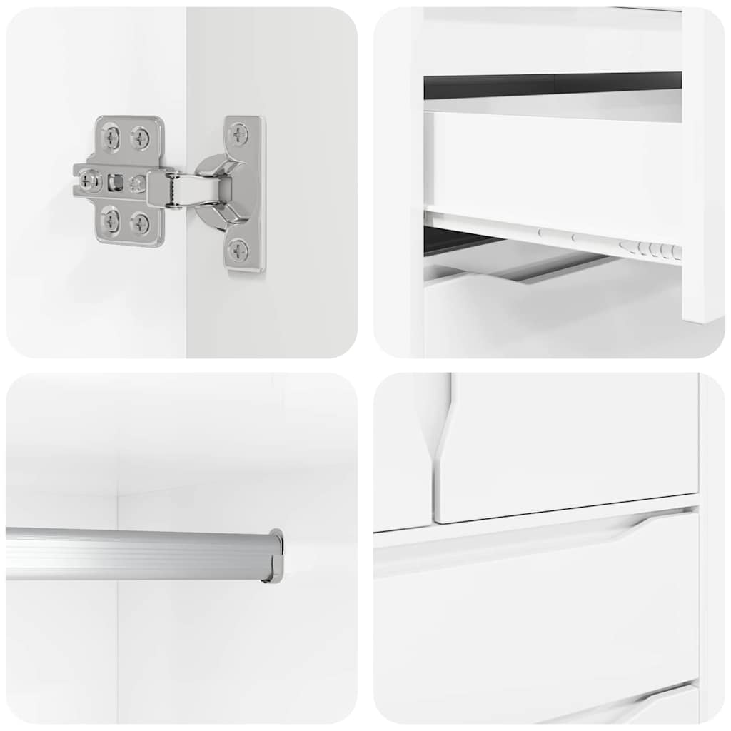 Badeværelsesskab med skuffe Høj gloss hvid 79,5 x 49 x 156 cm