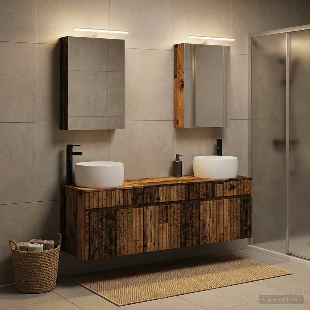 Badevrelsesskabst 5 stk. Gammelt tr Konstrueret tr