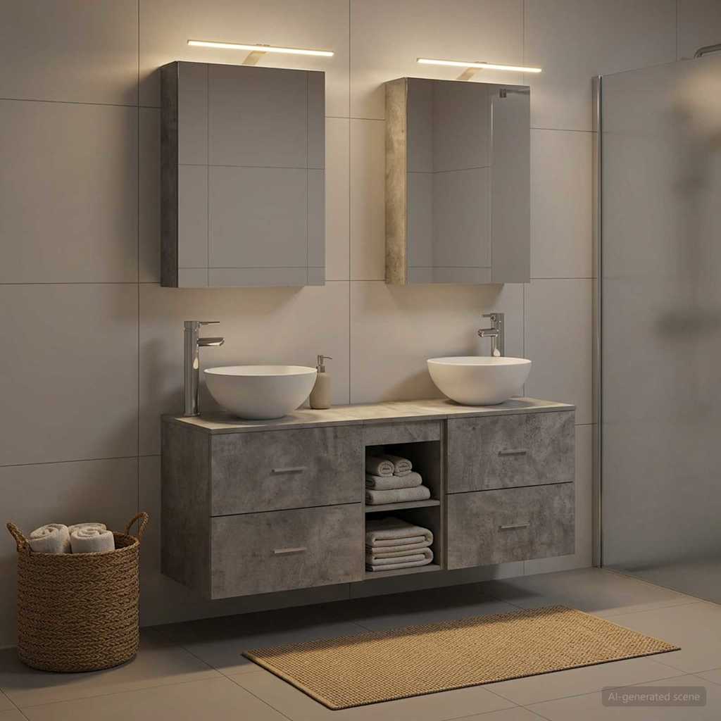 Badevrelsesmbel st 5 stk. Betongr Konstrueret tr og glas