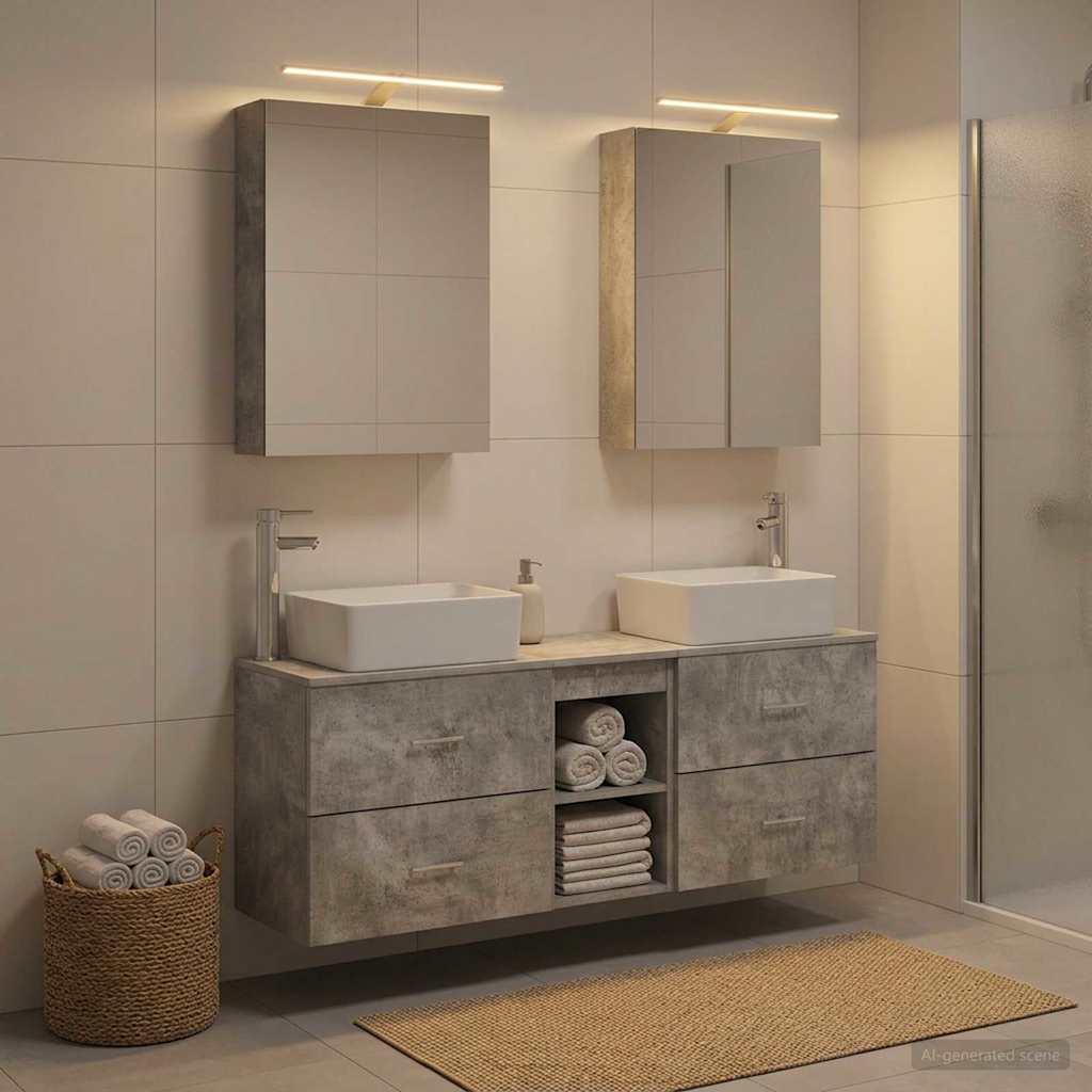 Badevrelsesmbel st 5 stk. Betongr Konstrueret tr og glas