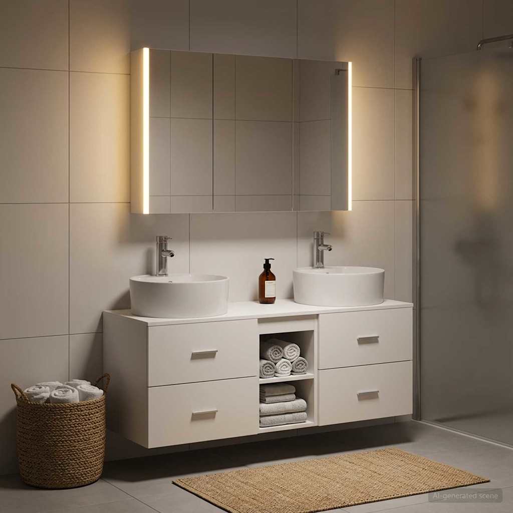 Badevrelsesmbel st 4 stk. Hvid Konstrueret tr og glas
