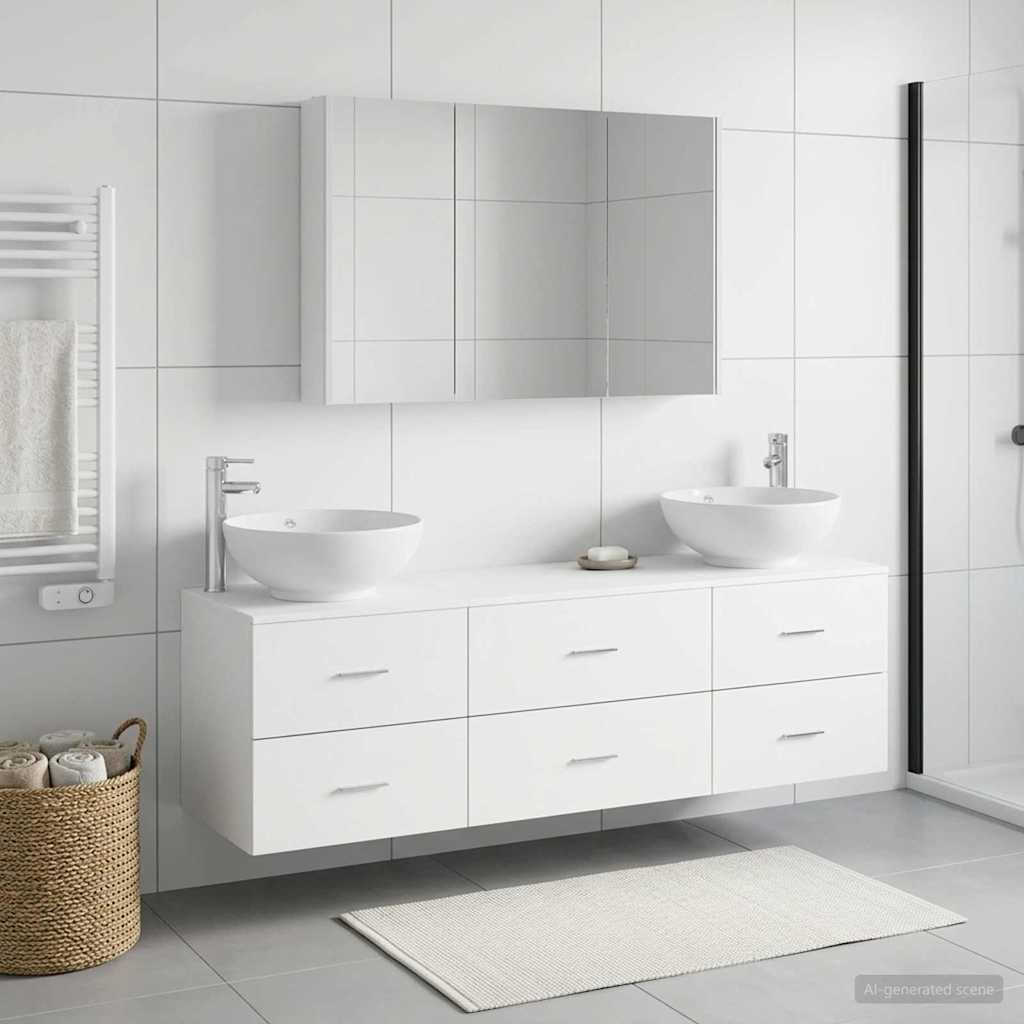 Badevrelsesmbel st 4 stk. Hvid Konstrueret tr og glas