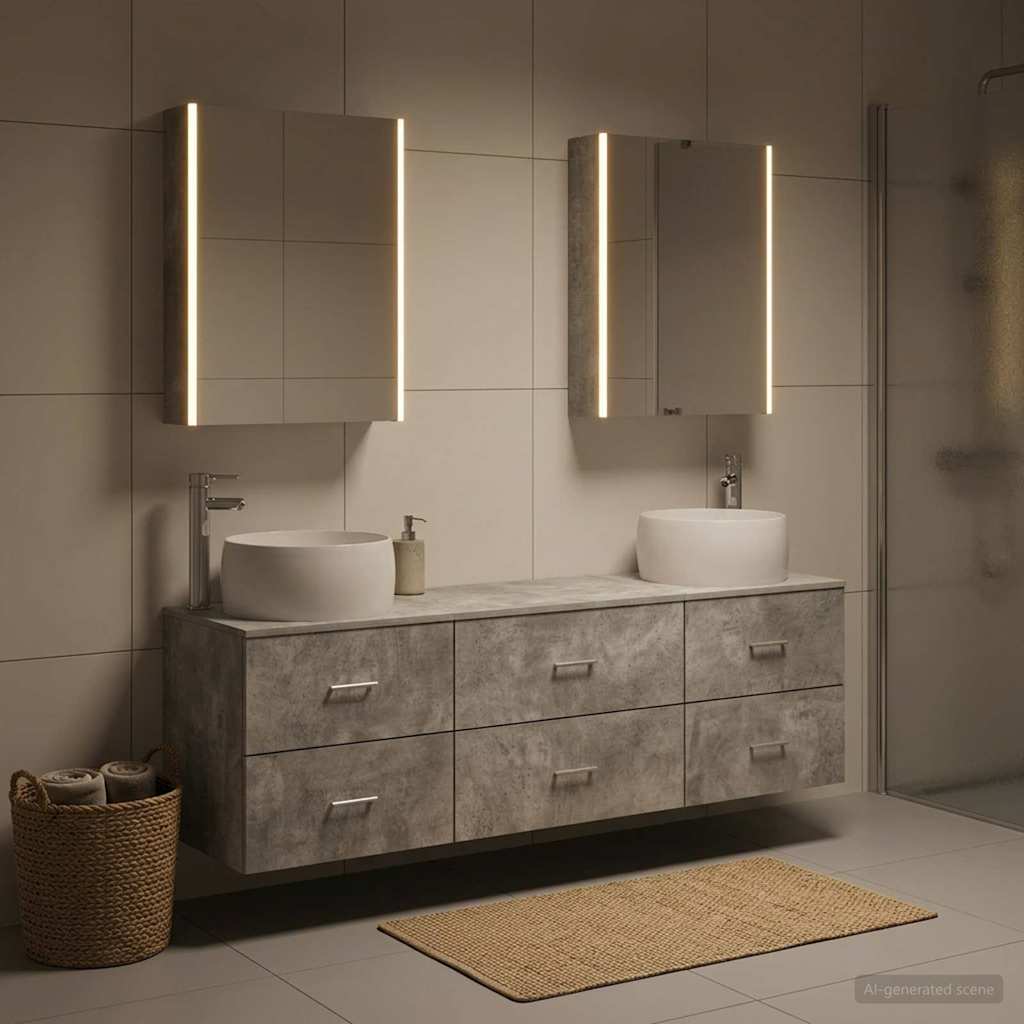 Badevrelsesmbel st 5 stk. Betongr Konstrueret tr og glas
