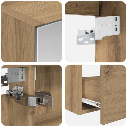 Badeværelsesmøbel sæt 4 stk. Artisan-eg Konstrueret træ og glas