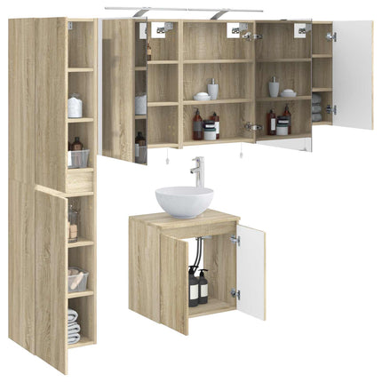 Badeværelsesskabsæt 5 pcs Sonoma-eg 50 x 14,5 x 70 cm