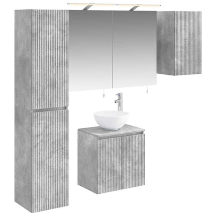 Badeværelsesskabsæt 5 pcs Betongrå 50 x 14,5 x 70 cm