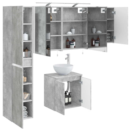 Badeværelsesskabsæt 5 pcs Betongrå 50 x 14,5 x 70 cm