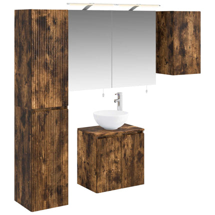 Badeværelsesskabsæt 5 pcs Røget eg 50 x 14,5 x 70 cm