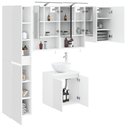 Badeværelsesskabsæt 5 pcs Hvid 50 x 14,5 x 70 cm