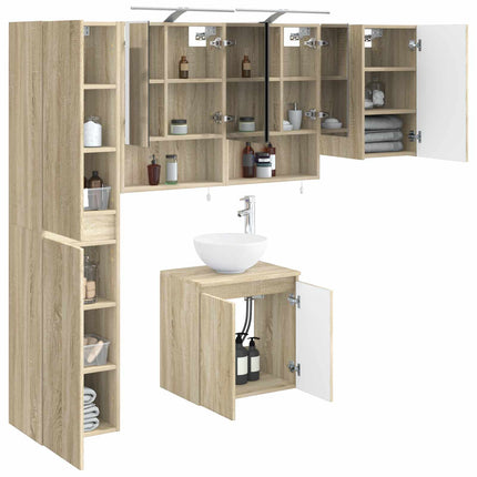 Badeværelsesskabsæt 5 pcs Sonoma-eg 50 x 14,5 x 70 cm