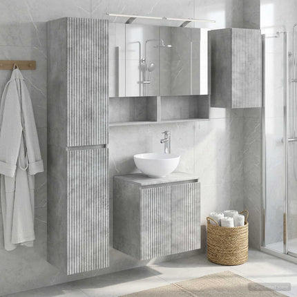 Badeværelsesskabsæt 5 pcs Betongrå 50 x 14,5 x 70 cm
