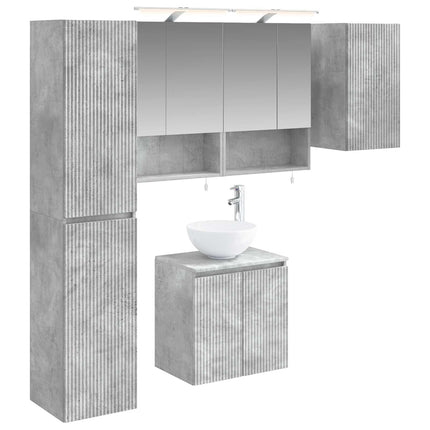 Badeværelsesskabsæt 5 pcs Betongrå 50 x 14,5 x 70 cm