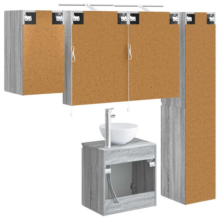 Badeværelsesskabsæt 5 pcs Grå Sonoma 50 x 14,5 x 70 cm