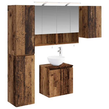 Badeværelsesskabsæt 5 pcs Gammelt træ 50 x 14,5 x 70 cm