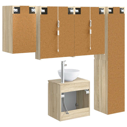 Badeværelsesskabsæt 5 pcs Sonoma-eg 53 x 15,5 x 70 cm