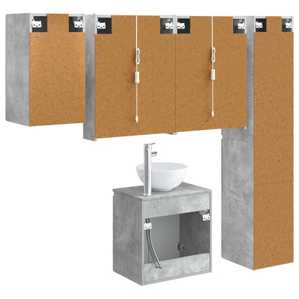 Badeværelsesskabsæt 5 pcs Betongrå 53 x 15,5 x 70 cm