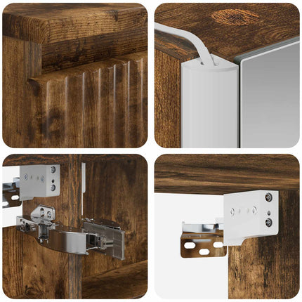 Badeværelsesskabsæt 5 pcs Røget eg 53 x 15,5 x 70 cm