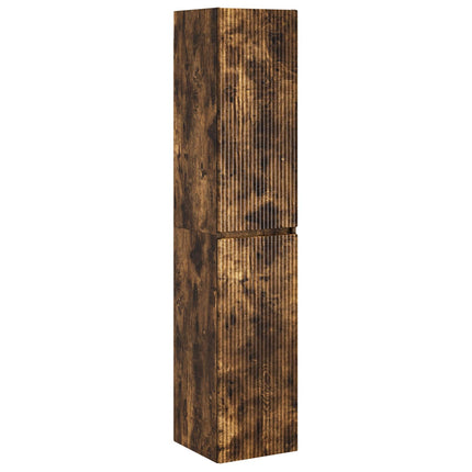 Badeværelsesskabsæt 5 pcs Røget eg 53 x 15,5 x 70 cm