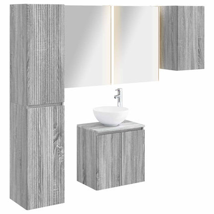Badeværelsesskabsæt 5 pcs Grå Sonoma 53 x 15,5 x 70 cm