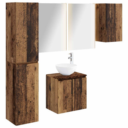 Badeværelsesskabsæt 5 pcs Gammelt træ 53 x 15,5 x 70 cm