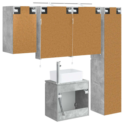 Badeværelsesskabsæt 5 pcs Betongrå 50 x 14,5 x 70 cm