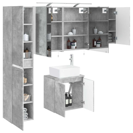 Badeværelsesskabsæt 5 pcs Betongrå 50 x 14,5 x 70 cm