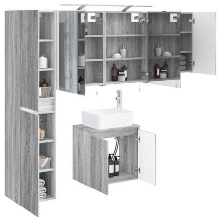Badeværelsesskabsæt 5 pcs Grå Sonoma 50 x 14,5 x 70 cm