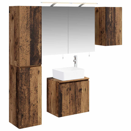 Badeværelsesskabsæt 5 pcs Gammelt træ 50 x 14,5 x 70 cm
