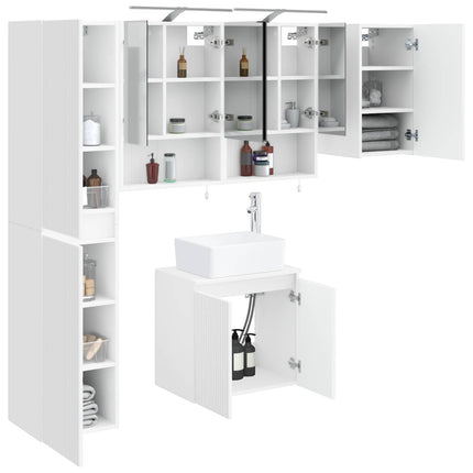 Badeværelsesskabsæt 5 pcs Hvid 50 x 14,5 x 70 cm