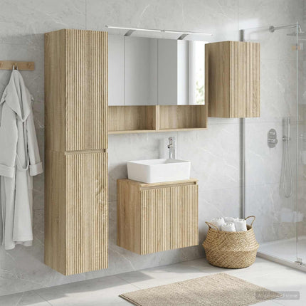 Badeværelsesskabsæt 5 pcs Sonoma-eg 50 x 14,5 x 70 cm