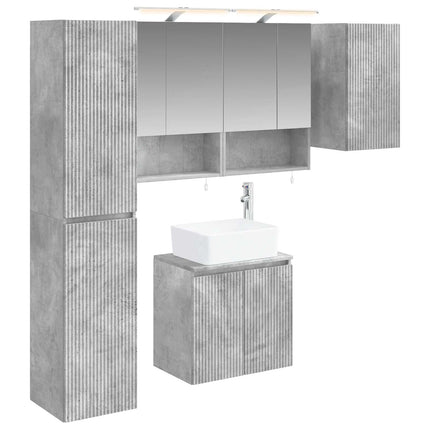 Badeværelsesskabsæt 5 pcs Betongrå 50 x 14,5 x 70 cm
