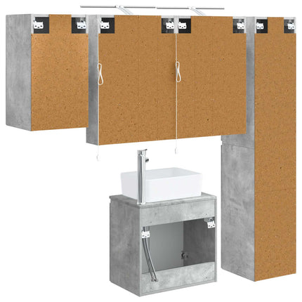 Badeværelsesskabsæt 5 pcs Betongrå 50 x 14,5 x 70 cm