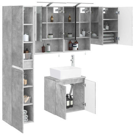Badeværelsesskabsæt 5 pcs Betongrå 50 x 14,5 x 70 cm