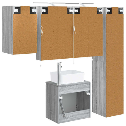 Badeværelsesskabsæt 5 pcs Grå Sonoma 50 x 14,5 x 70 cm