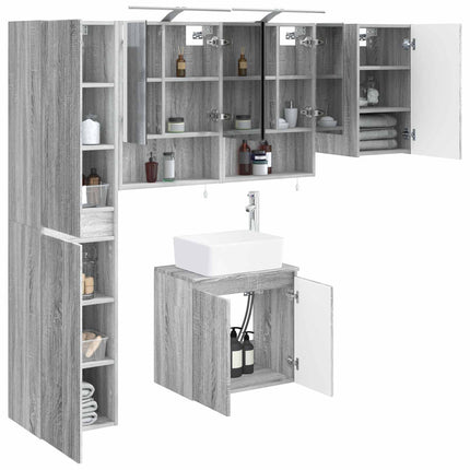 Badeværelsesskabsæt 5 pcs Grå Sonoma 50 x 14,5 x 70 cm