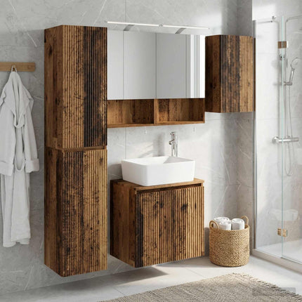 Badeværelsesskabsæt 5 pcs Gammelt træ 50 x 14,5 x 70 cm