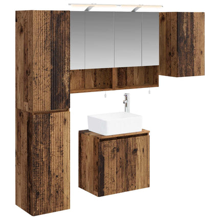 Badeværelsesskabsæt 5 pcs Gammelt træ 50 x 14,5 x 70 cm