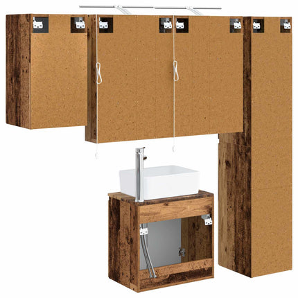 Badeværelsesskabsæt 5 pcs Gammelt træ 50 x 14,5 x 70 cm