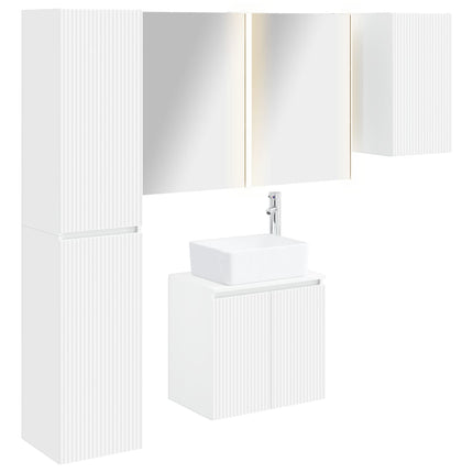 Badeværelsesskabsæt 5 pcs Hvid 53 x 15,5 x 70 cm