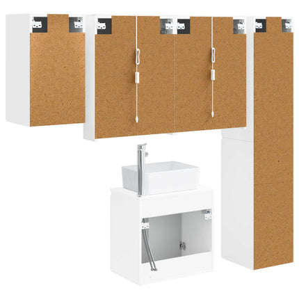 Badeværelsesskabsæt 5 pcs Hvid 53 x 15,5 x 70 cm