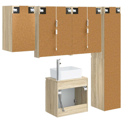 Badeværelsesskabsæt 5 pcs Sonoma-eg 53 x 15,5 x 70 cm