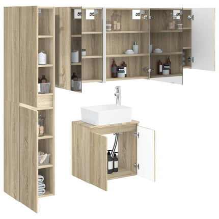 Badeværelsesskabsæt 5 pcs Sonoma-eg 53 x 15,5 x 70 cm