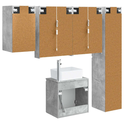 Badeværelsesskabsæt 5 pcs Betongrå 53 x 15,5 x 70 cm