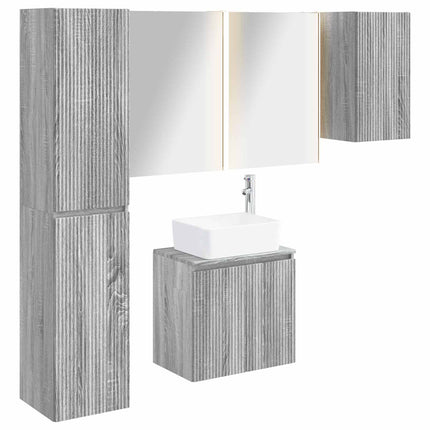 Badeværelsesskabsæt 5 pcs Grå Sonoma 53 x 15,5 x 70 cm