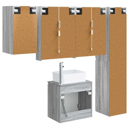 Badeværelsesskabsæt 5 pcs Grå Sonoma 53 x 15,5 x 70 cm